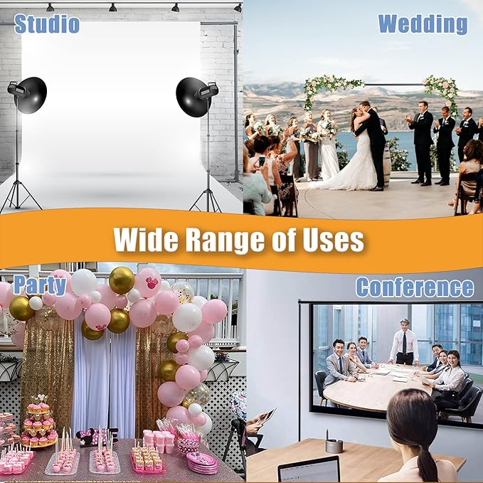 Versatile Heavy Duty Backdrop Stand with Wheels, 10 * 7ft Adjustable Photo Background Stand, Banner Backdrop Stand for Parties/Photography/Birthday/Studio