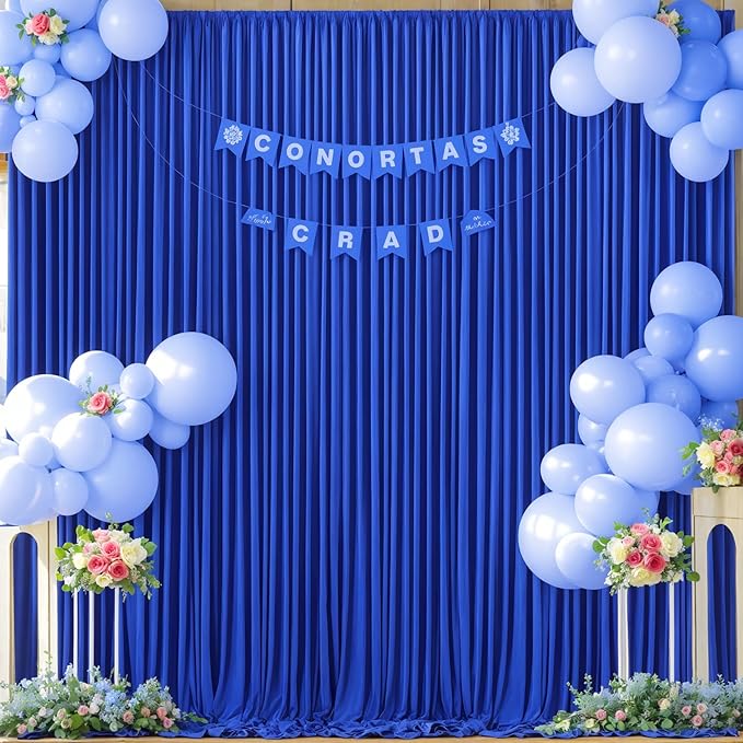 4 Panels Royal Blue Backdrop Curtain for Parties Wrinkle Free Blue Photo Curtains Backdrop Drapes Fabric Decoration for Wedding Birthday Party Baby Shower 20ft(W) x 10ft(H)