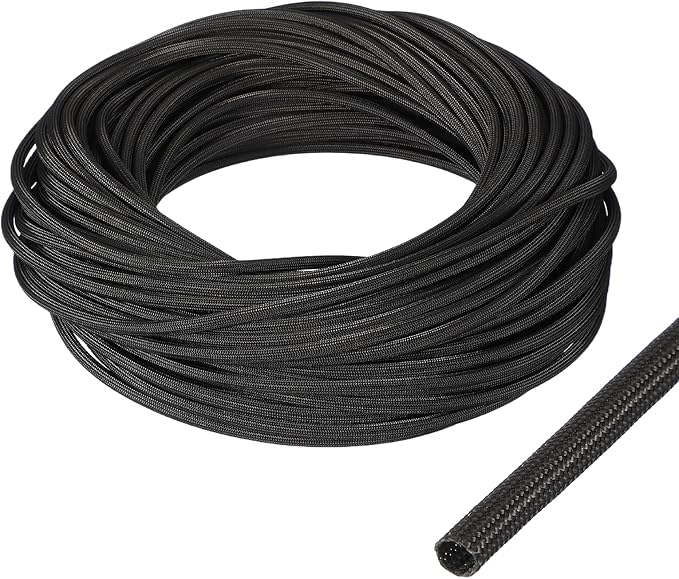 uxcell Insulation Cable Protector,4mm/0.16 Inch-30m/98 Feet High Temp Fiberglass Sleeve Black
