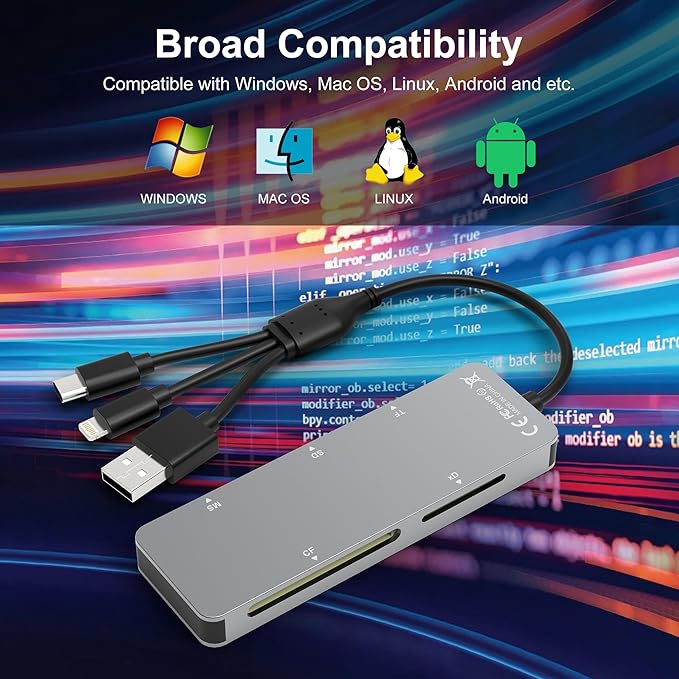 Memory Stick pro Duo Adapter - 5 in 1 SD/TF/MS/CF/XD Card Reader for PC/Android/Lightning Device, Aluminum Multi Memory Card Reader USB C Lightning OTG Adapter Memory Stick pro Duo Reader for iPhone