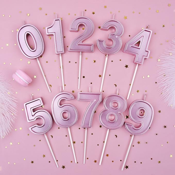 PHD CAKE 2.76 Inch Luxe Rose Gold 0 Number Birthday Candles, Rose Gold Number Candles, Cake Number Candles, Party Celebration