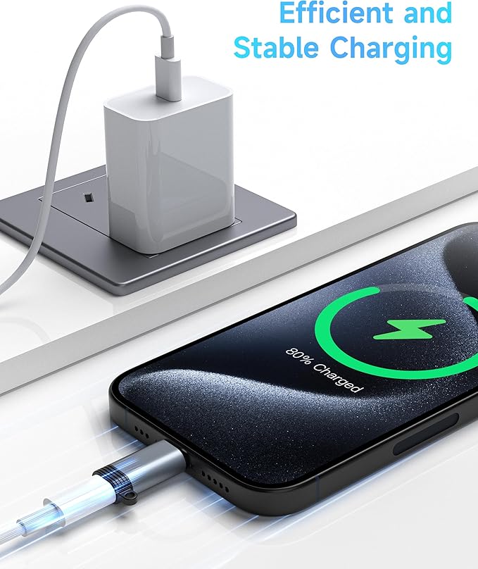 Lightning to USB C Adapter 2 Pack - Fast Charging & Data Transfer USB Type C to Lightning Charger Connector Compatible with iPhone 15/16/17 Pro Max/Plus, Samsung, Pixel - (Not for Audio/OTG)-Dark Gray