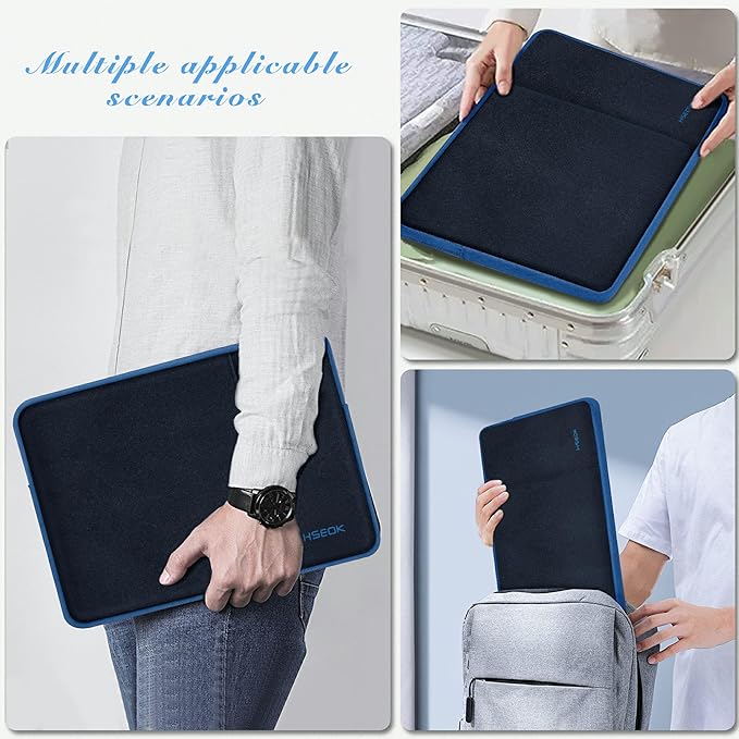 Hseok Laptop Case 15.6 Inch Sleeve, Shockproof Protective Water Repellent with Accessory Pocket,Compatible with Mac Pro 16 inch 2025-2019, Sleeve Bag for Most 15 15.6 16 Notebooks,Black&Blue
