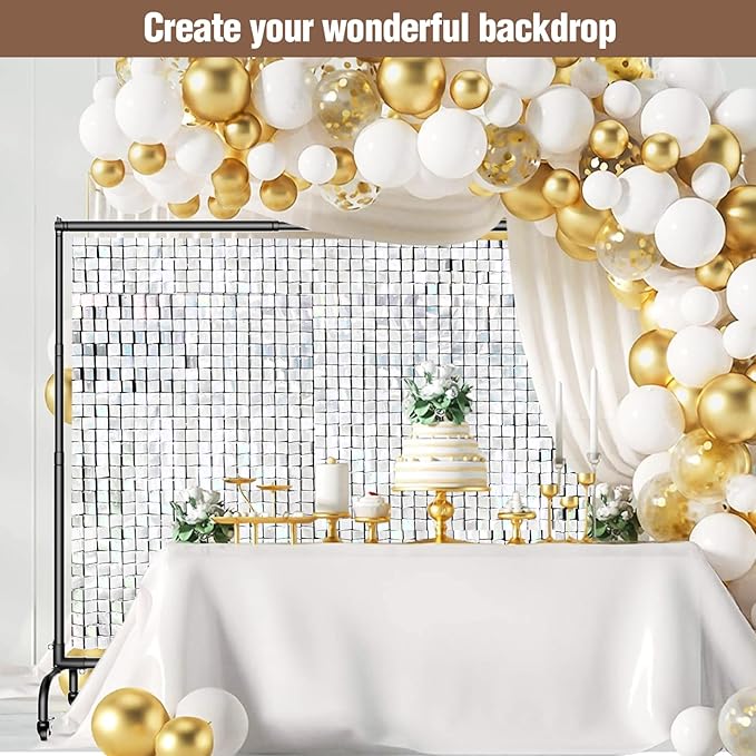 EMART Rolling Backdrop Stand with Wheels - 10 x7.5 ft (WxH) Adjustable - Moveable Photo Banner Background Holder Photography Frame Kit Adjustable for Parties Decoration Photoshoot