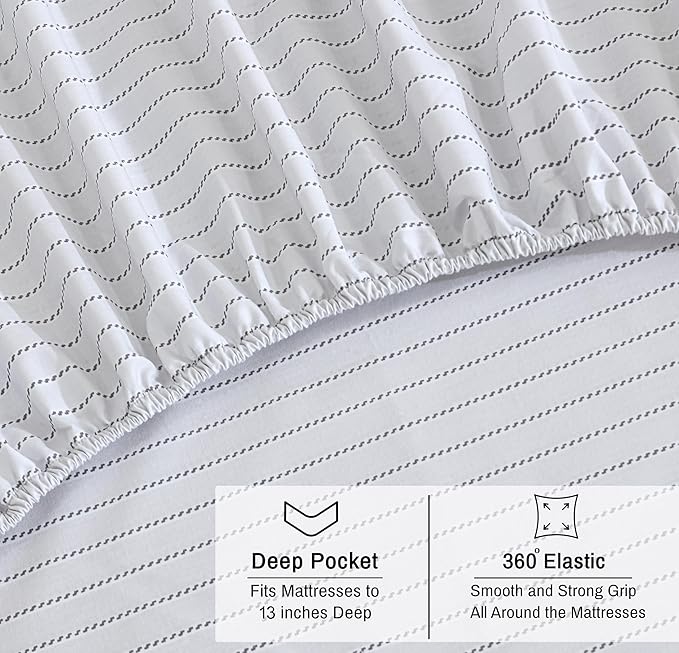 RUVANTI 100% Organic Cotton Sheets California King, Percale Weave, GOTS Certified, 4-Piece Set, Deep Pocket 13", Crisp & Breathable, Soft Durable Bedding, Sábanas Algodón Orgánico – Construction Line