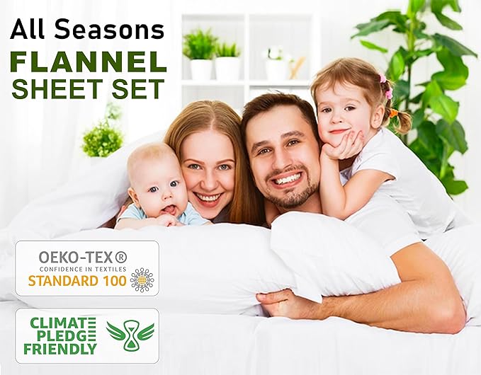 RUVANTI Flannel Sheets King Size - 100% Cotton Brushed King Size Sheets Set - Deep Pockets 16 Inches Bed Sheets - All Seasons Breathable & Extra Soft - Warm & Cozy, 4 Piece, Christmas Tree