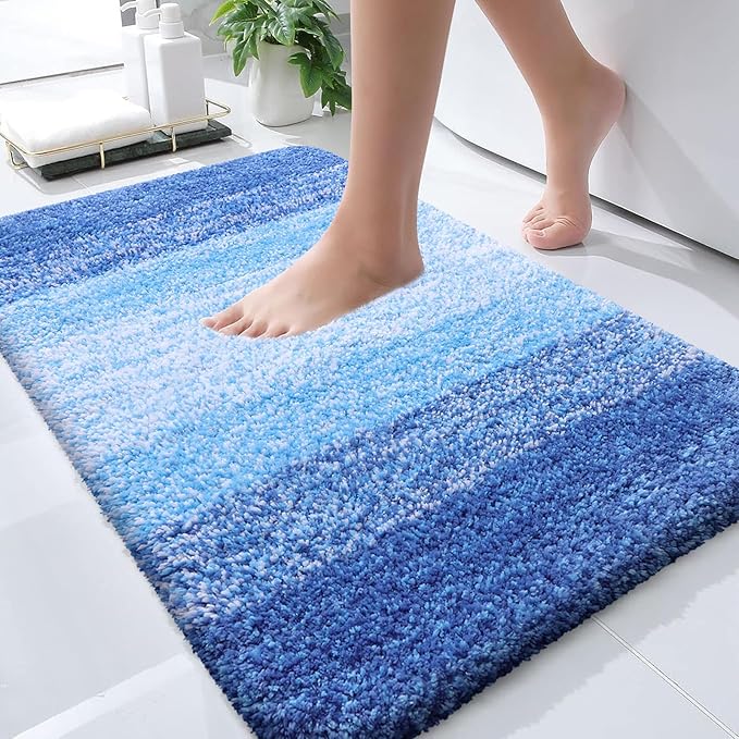 OLANLY Bathroom Rugs Mat 50x30, Extra Soft Absorbent Microfiber Bath Rugs, Rubber Backing, Quick Dry, Washable Bath Mats for Bathroom Floor, Tub and Shower, Home Decor Accessories, Light Royal Blue