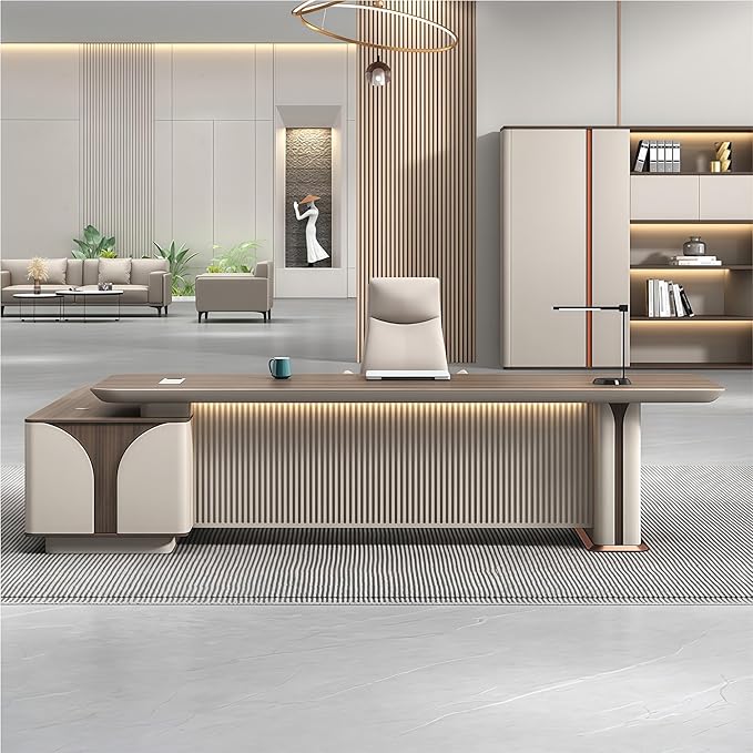 Modern L Shaped Desk, 78.7 inch Large Desk with Storage, Executive Desks for Home Office No Installation Required with Drawers and Lockable