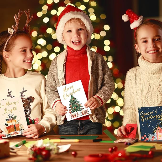 FUHITIM Christmas Cards Assortment, 24 Pcs Greeting and New Years Cards with 6 Designs for Christmas, Holiday, New Year Gift (4x6 Inch)