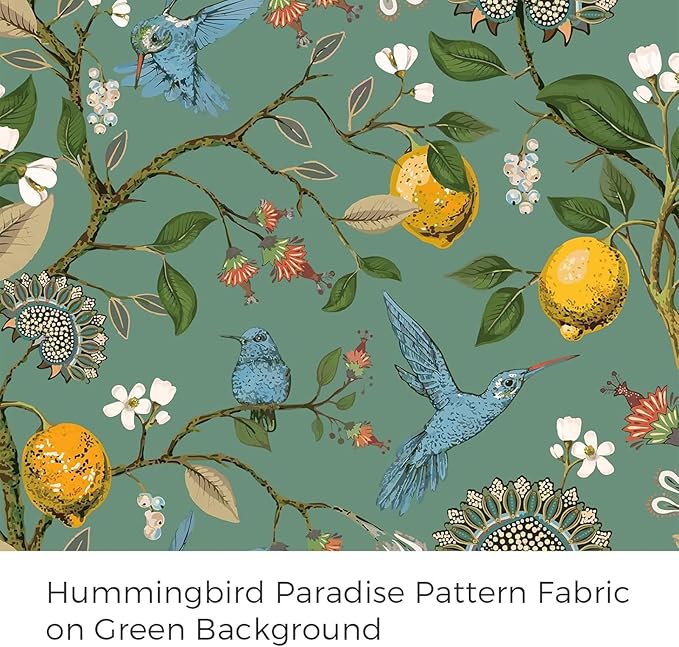 Vintage Boho Floral Pinch Pleated Curtains 84 Inches Long for Living Room,Sage Green Lemon Hummingbird Patterned French Country Drapes for Bedroom,Botanical Woodland Jungle Blackout Drapes,2 Panels