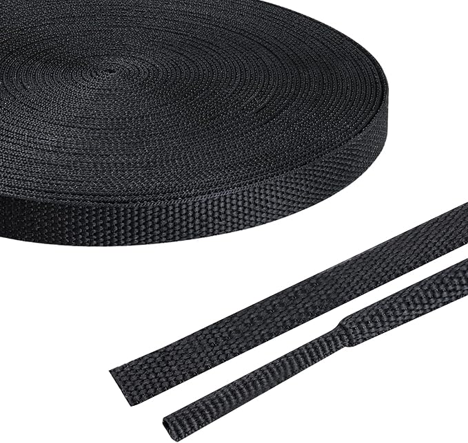 FOURUB 2:1 Ratio Flat Heat Shrinkable Braided Sleeving,Electrical Insulating Tubing,Durable Automotive Fabric Harness Shrinking Sheath (1/4"-42ft)