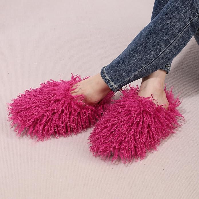 GOKTOW Fluffy Furry Slippers for Women - Non-Slip Warm Fuzzy Fluffy Slides, Indoor Home Quick Trip House Slippers
