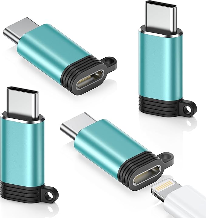 Lightning to USB C Adapter 4 Pack - Fast Charging & Data Transfer USB Type C to Lightning Charger Connector Compatible with iPhone 15/16/17 Pro Max/Plus, Samsung, Pixel - (Not for Audio/OTG)-Green