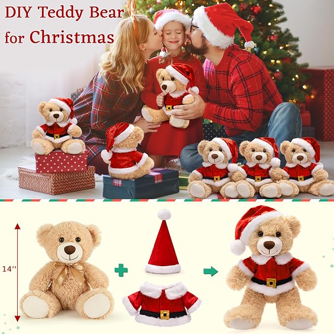 MaoGoLan Bulk Teddy Bears, 9 Packs Bulk Stuffed Animals, Small 13.8 Inch Plush Teddy Bear Toys Gift for Boys Girls Birthday Party (White/Brown/Dark Brown)