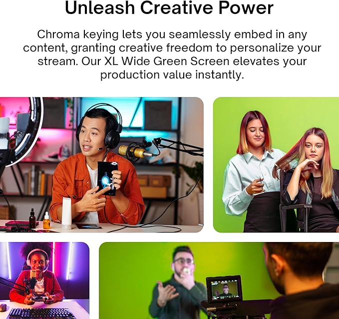 [Wide Version] Pixio Green Screen Extra Large Backdrop 78" L x 78" W - Free Standing, Portable, Collapsible, Auto-Locking Green Screen Background for Photoshoots, Filming, Streaming, TikTok, Zoom