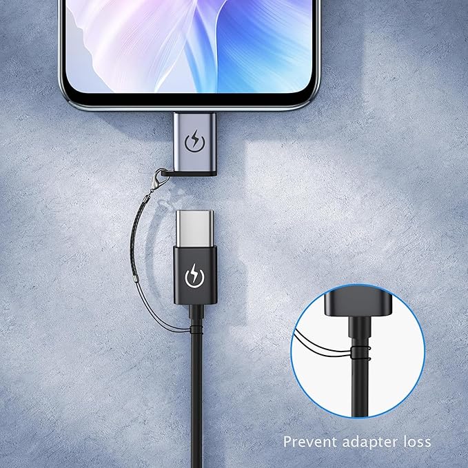 Micro USB to USB C Adapter (4 Pack),Type C Female to Micro Male Conversion Connector,with Lanyard Keychain,Compatible with Samsung Galaxy S7/S7 Edge,Micro USB Devices (Gray)
