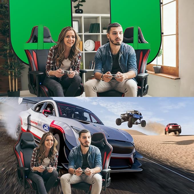 Green Screen Portable,Heorryn 3x5ft Green Blue Screen Chair Backdrop Kit Background Double Sided Pop Up Chroma Key for Photography,Live Streaming Gaming Zoom Video Chats Parties and Meeting