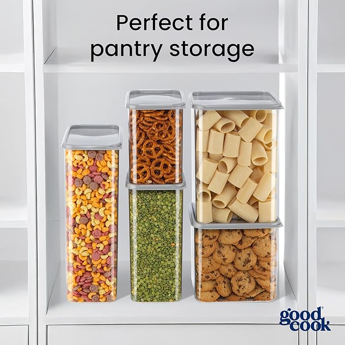 GoodCook Food Storage Container with Lid BPA-Free Modular & Stackable Design, 4.6-Quart, Clear