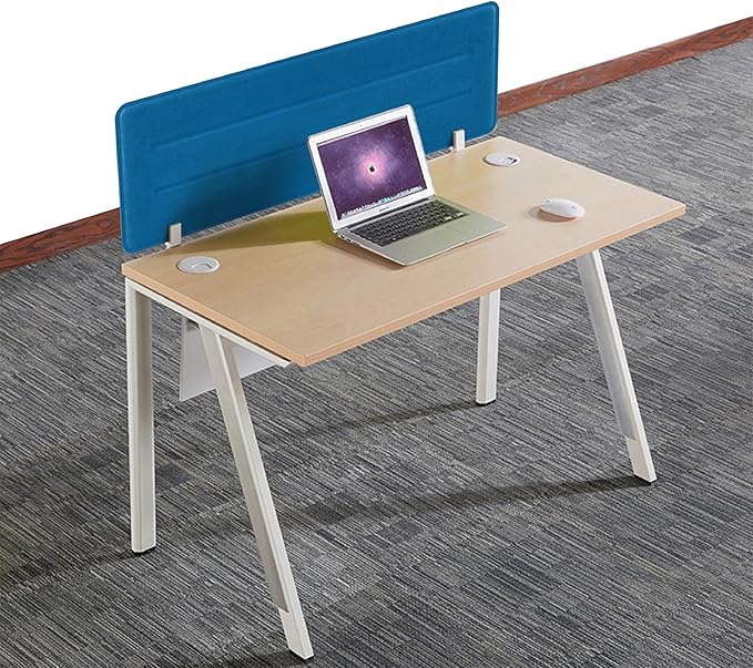 Desk Divider Panel, 34.6" x 11.8", Blue – Clamp-On with 2 L-Clips, Soundproof Noise Reducing Privacy Screen for Office or Home Desk, High Quality Polyester