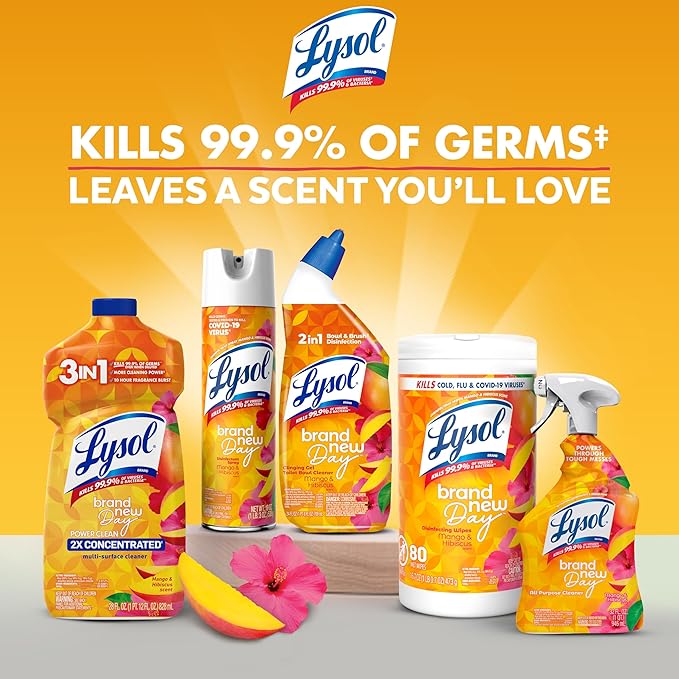 Lysol All Purpose Cleaner Spray, Multi-Purpose Disinfecting Spray, Kitchen & Bathroom Cleaner, Mango & Hibiscus Scent, 32 Fl Oz