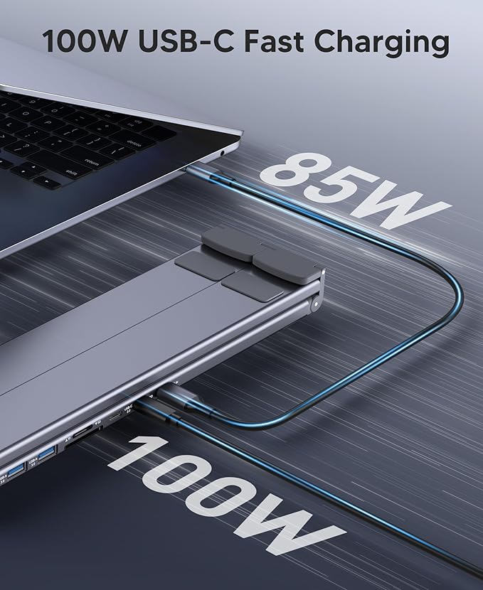 RoRoSkin 8-in-1 USB C Laptop Docking Station with 4K HDMI, 2 USB 3.0, PD 100W, Aluminum USB C Dock Tablet Stand Universal Dock Station for MacBook Pro/Air/Dell/HP/Surface/Lenovo, Plug and Play