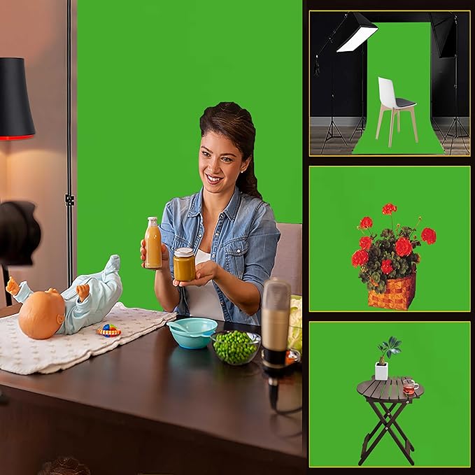 10x7 FT Polyester Photo Backdrop for Photoshoot Green Screen Backdrop Curtain,Product Photo Backdrop for Photoshoot,Photography Background for Streaming Video Studio Pure Seamless