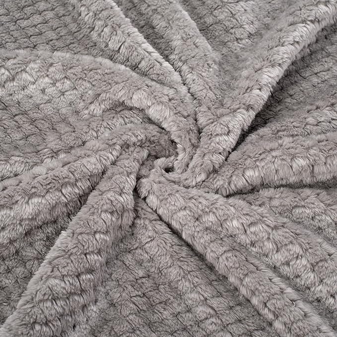 Fuzzy Blanket or Fluffy Blanket for Baby, Soft Warm Cozy Coral Fleece Toddler, Infant or Newborn Receiving Blanket for Crib, Stroller, Travel, Decorative, 30”×40”, Flint Gray+Dark Grey