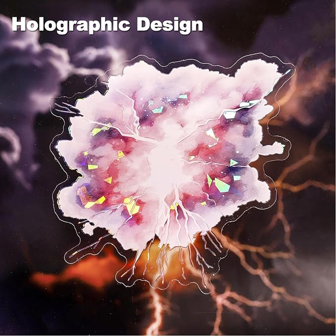 AuriicLeaf Lightning Tornado PET Sticker Set, 60Pcs Large Holographic Stickers for Scrapbooking, Journaling, Junk Journal Supplies, and DIY Crafts