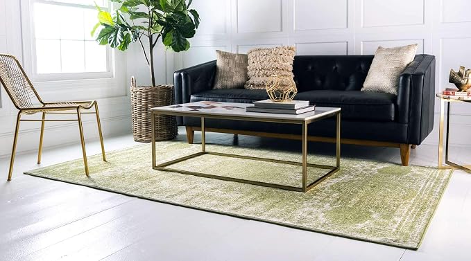 Unique Loom Bromley Collection Area Rug - Wells (7' 10" x 10' Rectangle, Green/ Ivory)