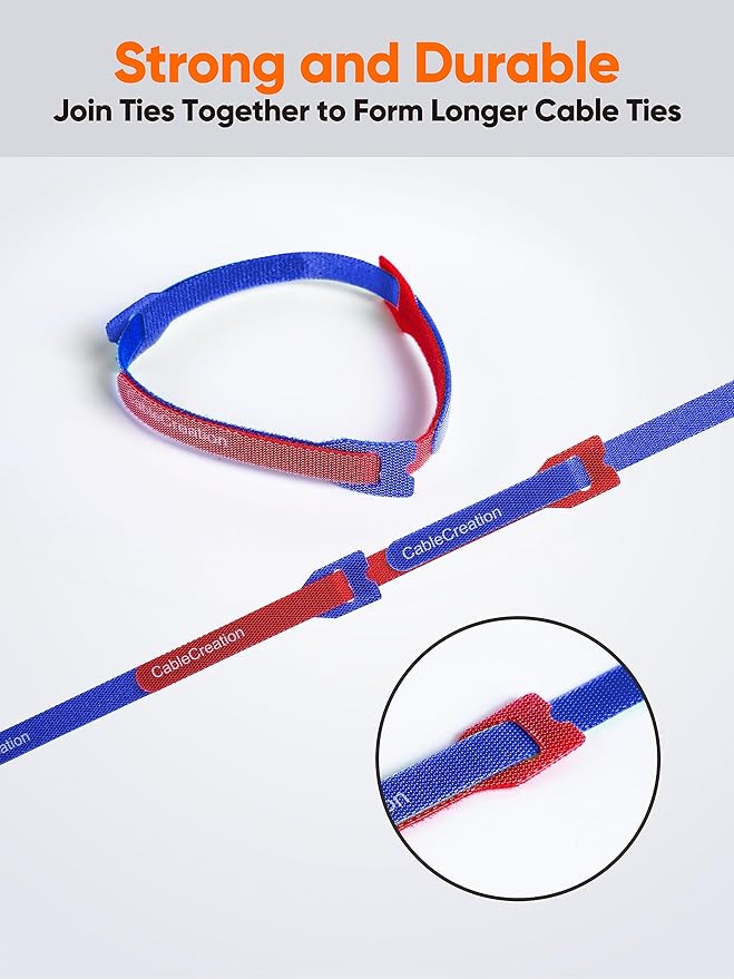 CableCreation Cable Ties, 60PCS Reusable Fastening Cable Management/wire Organizer Cord/Tie Wrap, Nylon Adjustable Cord Organizer, 6 Inch /8.7 Inch (Multi-Colored)