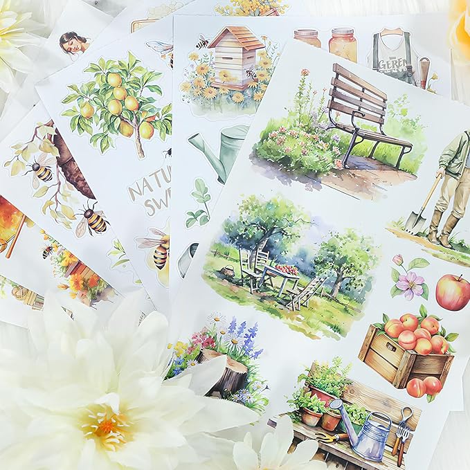 Snycler Sticker Book - 20 Sheets Vintage PET Stickers for Scrapbooking, Junk Journaling, Ephemera, and Decorative Crafts-The Harvest time