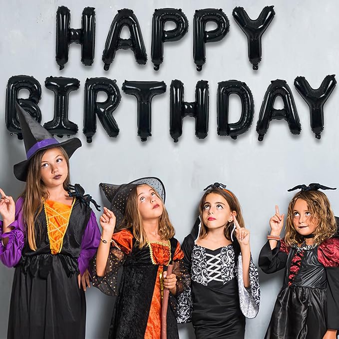 Happy Birthdays Banner Black - GREATRIL Party Decorations for Birthdays/Halloweens/Happy Birthdays Letters (Black)