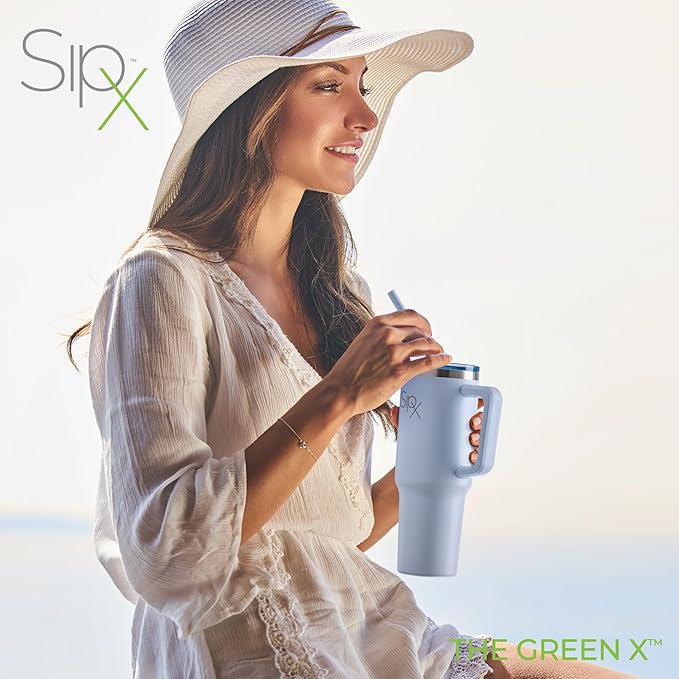 SIPX™ 30 oz Insulated Tumbler with Handle & Straw – Vacuum Insulated Stainless Steel, Leakproof, Cupholder Friendly – Perfect for Iced Coffee, Water & Travel – Blue