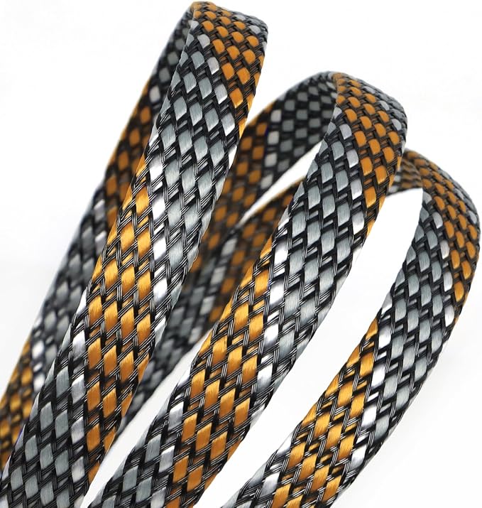 Braided Expandable Cable Sleeve, 25ft PP Cotton and PET Braided Cable Management, Flexible Mesh Wire Loom and Cable Protector for TV, Computer, Home Theater, Automotive (Orange White Grey, 5/16")