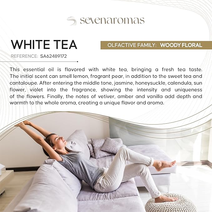 SevenAromas Hotel Scent Diffuser Oil, Luxury Hotel-Inspired Essential Oil for Aromatherapy & HVAC Diffusers – Premium Dropper Bottle - 145 ml 5 FL oz (White Tea)