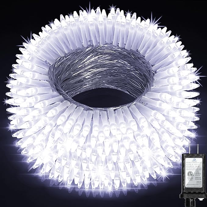 750LED Christmas Lights Outdoor Use, 240ft 12 Modes Cool White LED String Lights with Timer Dimmable, Waterproof Christmas Tree Lights for Xmas Patio Yard Fence Balcony Garden Decor Cool White