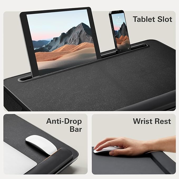 HUANUO Laptop Bed Desk, Laptop Tray Computer Lap Desk for Bed Couch Sofa Floor, Bed Tray for Working, Eating, Foldable Lap Stand Table with Height Adjustment & 35° Adjustable Tilt Angle, HNLD19
