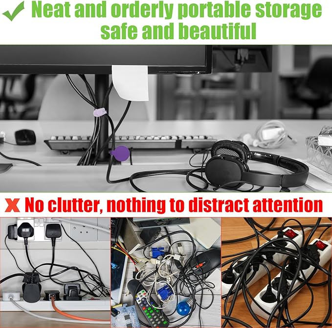 32pcs Cable Labels and Silicone Cable Ties, Reusable Cable Labels Tags Adjustable Silicone Zip Ties 20 Wire Labels and 12 Cable Straps Cord Wrap Organizer for Charging Cords Wires Cables