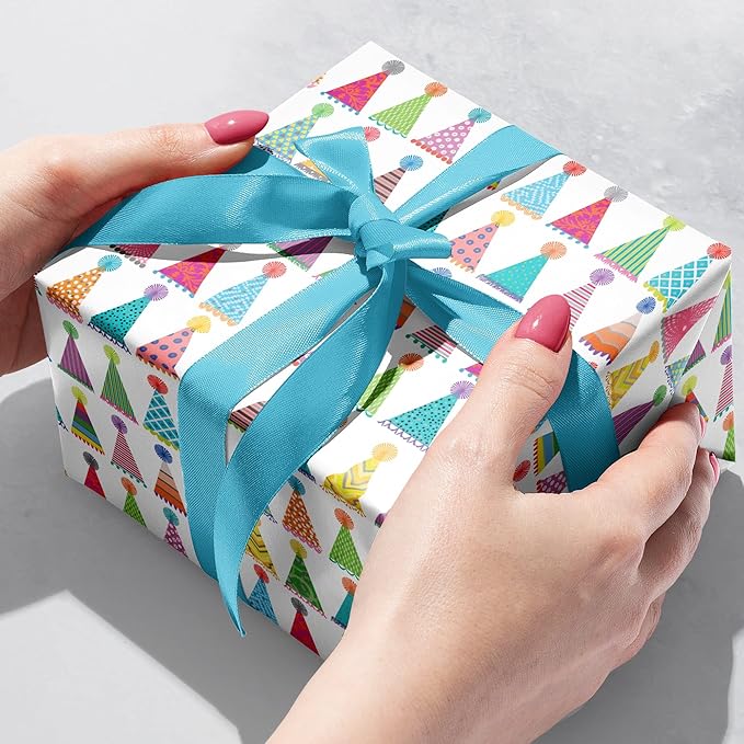 Jillson Roberts Bulk Gift Wrap, Everyday Gift Wrapping Supplies, Party Hats, 1/4 Ream 208 feet x 24 inches