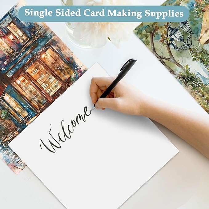Scrapbook Paper,24 Sheets 6"x 6" Decorative Papers,Single-Sided Vivid Origami Decoupage Paper for Card Making,DIY Album, Hand Account & Travel Diary Craft Projects,Paris Cafeteria