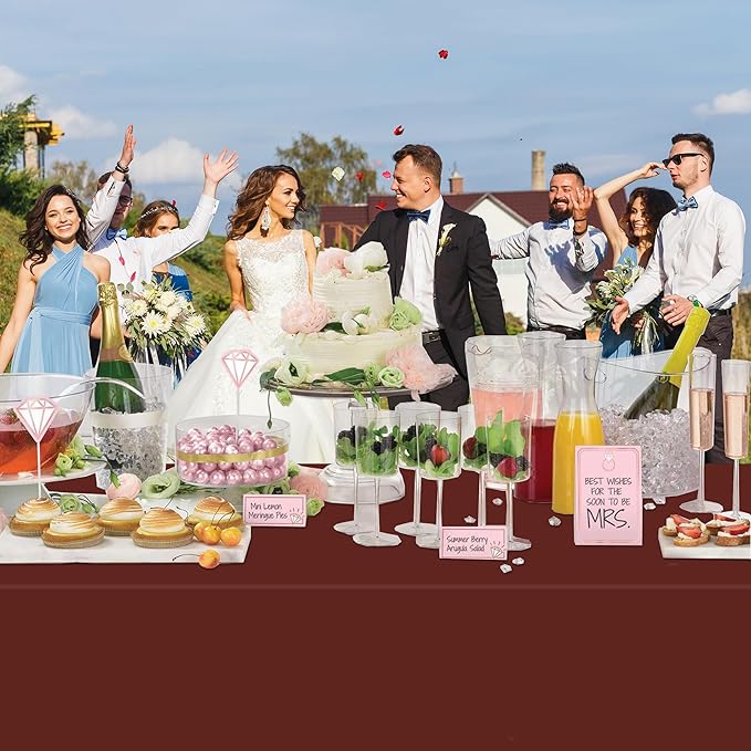 WNINK 6 Pack Maroon Tablecloths Burgundy Disposable Table Covers 54" x 108" Table Cloths for BBQ Birthday Picnic Bridal Shower Engagement Wedding Plastic Table Cloths for Parties