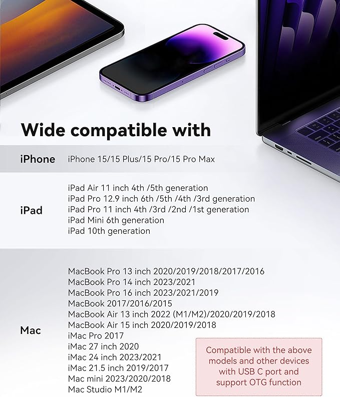 USB C SD Card Reader for iPhone 15 16/iPad/MacBook/Mac, xdgeLoad USB-C Type C SD Reader Supports SD and MicroSD Memory Card Adapter, Trail Camera Viewer Plug and Play - 2 Slots
