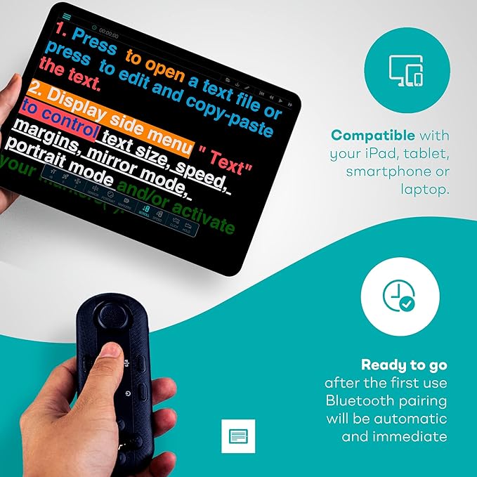 iLight PRO 12" Autocue teleprompter iPad Tablet - Kit teleprompter for Video with Remote Control, APP & Carry Bag, Beam Splitter Prompter DSLR, iPhone, APP for Apple Android Mac Win