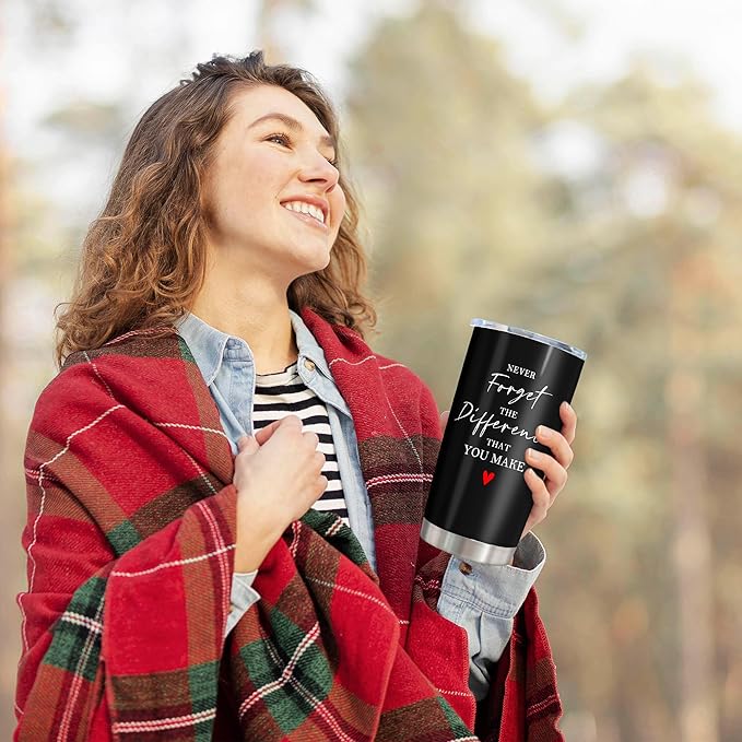 Thank You Gifts for Women/Men, Teacher/Employee Appreciation Gifts, Retirement Gift for Woman, Farewell Gift for Coworkers, Never Forget The Difference You Make Tumbler 20oz
