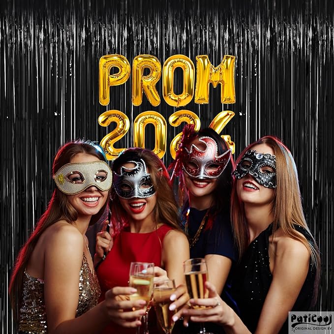 Thicken Black Streamers 2 Pack 3.2 x 8.2 FT, Black Tinsel Backdrop Curtains, Foil Fringe Photo Backdrop for New Years, Halloween, Retirement, Bachelor Party Decorations, Birthday Decorations for Men