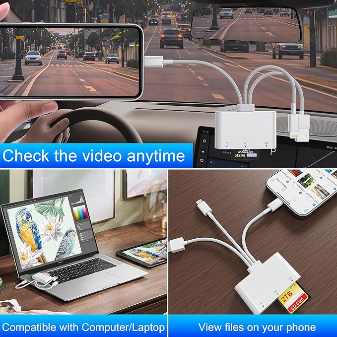 XD Card Reader, SD Card Reader for iPhone, 3-in-1 SD/TF/XD Card Adapter with Lightning/USB-C/USB-A for iPhone 16/15/14/13, iPad, PC, Android - Olympus xd Picture Card Reader Compatible, exFAT Support