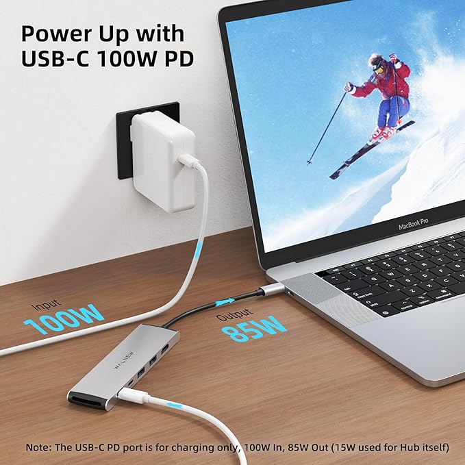 USB C Hub, WALNEW 7 in 1 USB-C Docking Station with 4K HDMI,100W PD, 3 5Gbps Data Ports(1 USBC & 2 USB 3.0),TF/SD Card Reader, USB Hub for Laptop, MacBook Pro/Air/Mac/Dell/HP/ASUS/Acer/Steam Deck