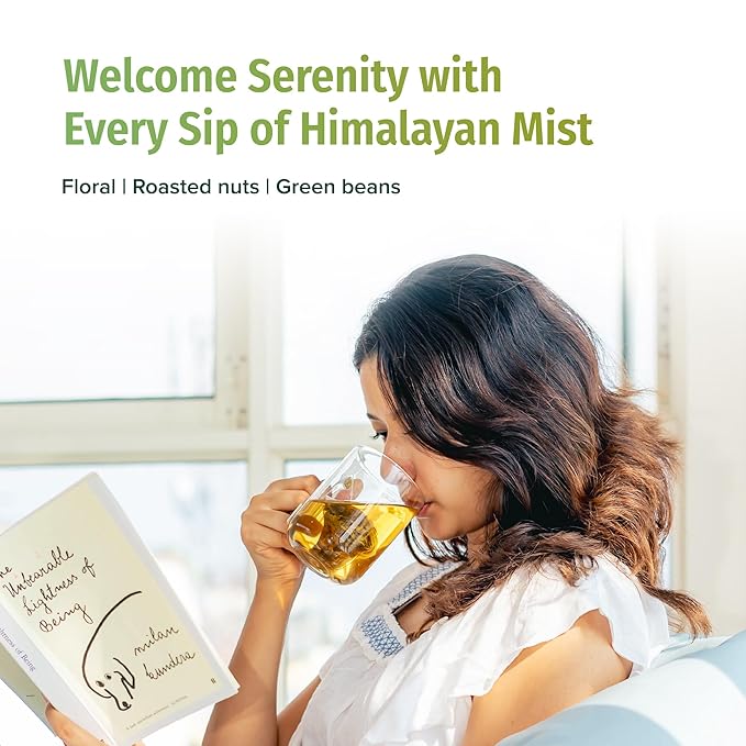 NEPAL TEA Organic Green Tea Bags from the Himalayas - 50 Pyramid Tea Bags, Single Origin from a Family Farm - Green Tea Bags with Loose Leaf Tea Inside (Himalayan Mist)