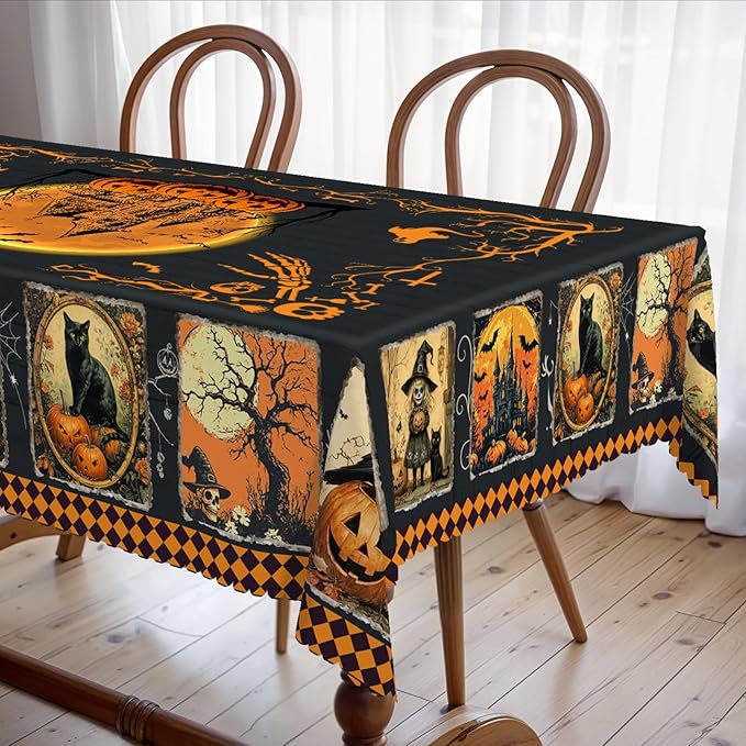 Eikione Rectangular Tablecloth 152x220inch, Halloween Grimace Tablecloth Waterproof and Wrinkle-Free, Table Covers, Summer Decorations for Home Dining