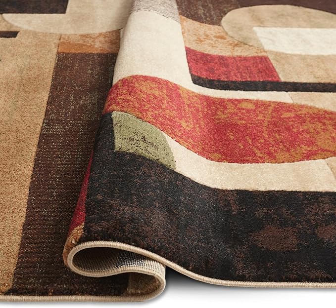 Home Dynamix Tribeca Jasmine Modern Area Rug, Abstract Brown/Green 18.9"x31.5"